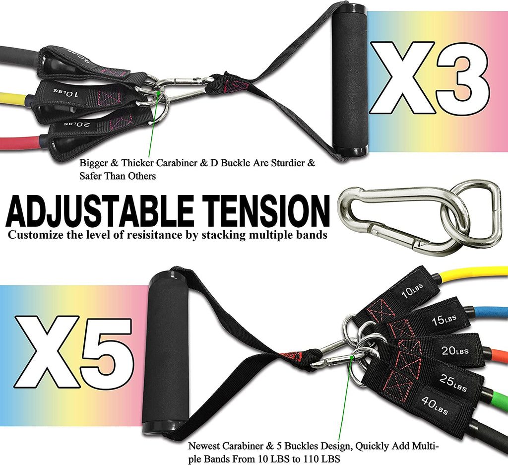 Resistance Bands with Handle Set - for Men and Women, Workout Bands for Strength Exercise, with Handles, Door Anchor & Ankle Straps, for Rehab, Yoga and Fitness